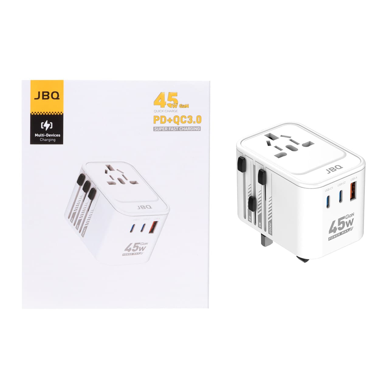 شارژر دیواری فست و PD چند پورت JBQ مدل UT-401W 45W – سفید (گارانتی یکساله رصاصی) — تصویر ۶
