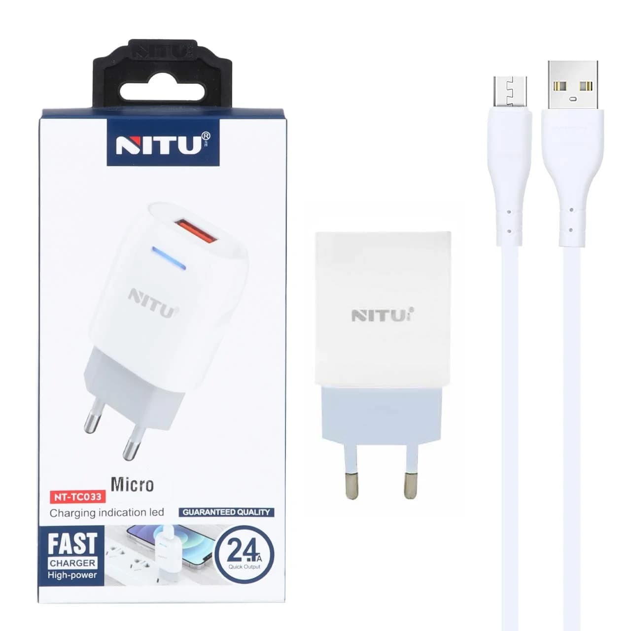 شارژر دیواری فست تک پورت Nitu مدل NT-TC033 به همراه کابل شارژ اندروید – سفید (گارانتی 12 ماه تعویض نیکان همراه) — تصویر ۵