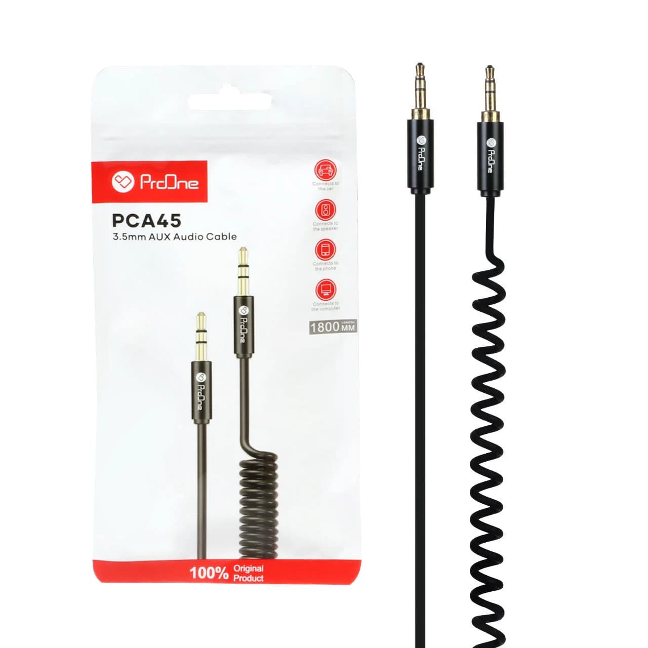 کابل صدا فنری ProOne AUX مدل PCA45 – مشکی