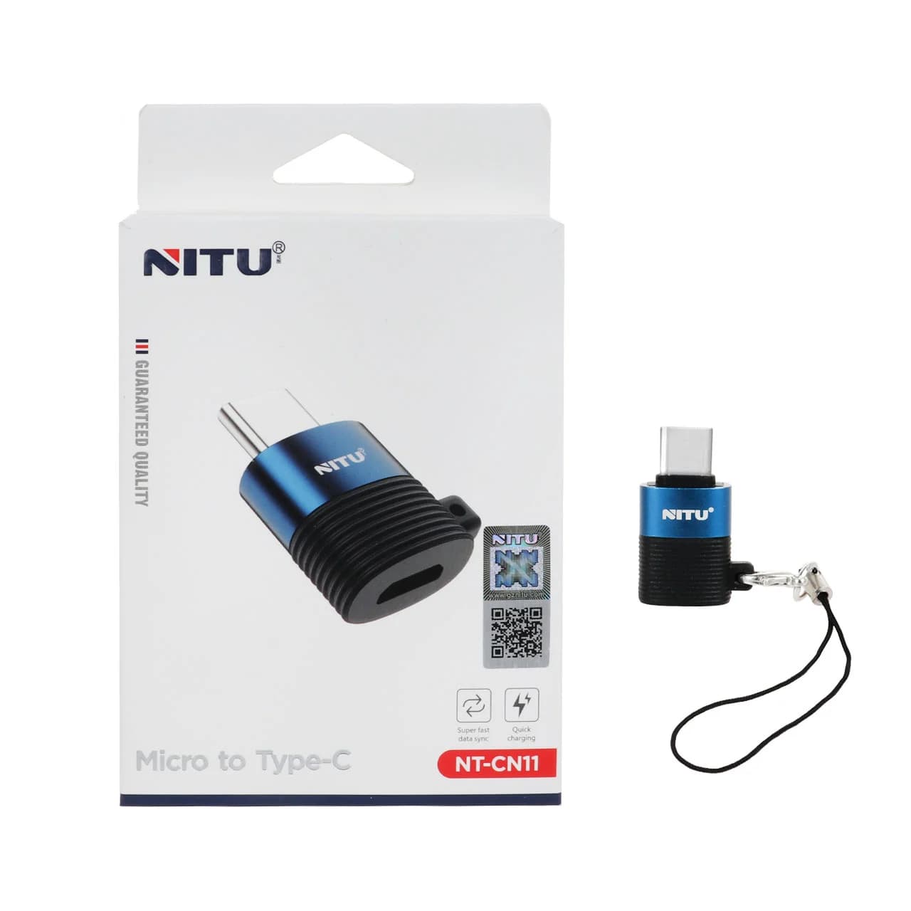تبدیل NITU MicroUSB TO Type-C مدل CN11 – مشکی آبی (گارانتی 12 ماه تعویض نیکان همراه)