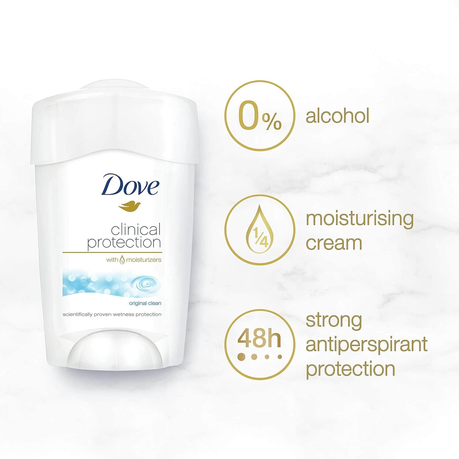 مام کلینیکال داو Dove مدل Original Clean آبی حجم 48 گرم — تصویر ۵