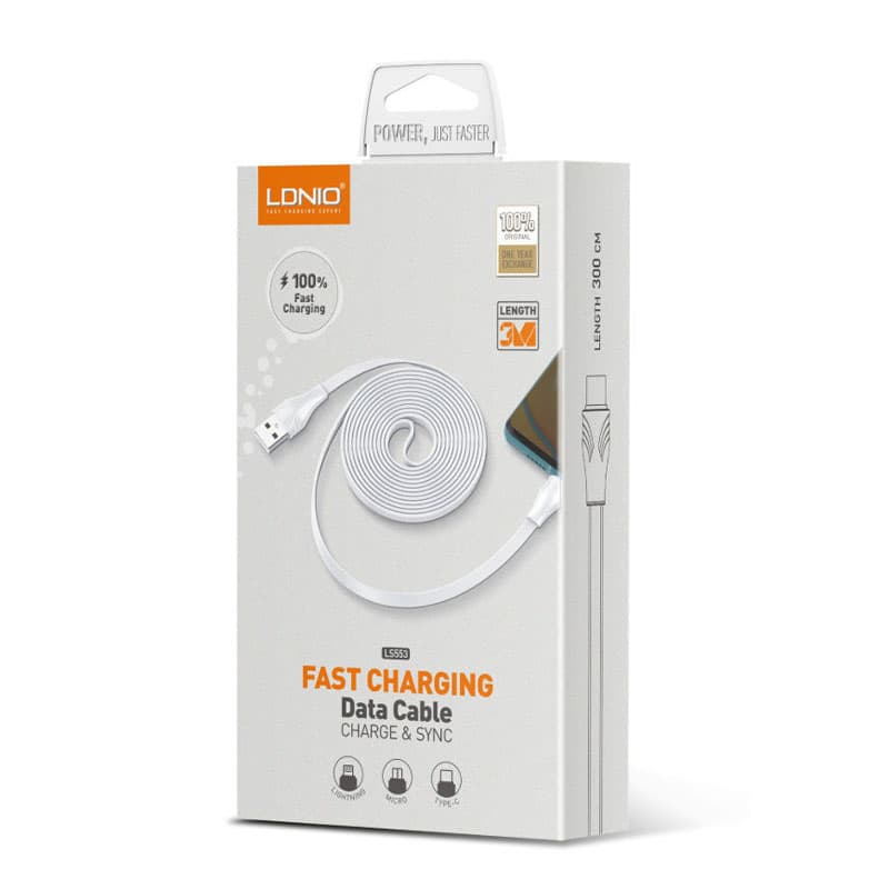 کابل تبدیل USB به Micro USB الدینیو مدل LS553 طول 3 متر