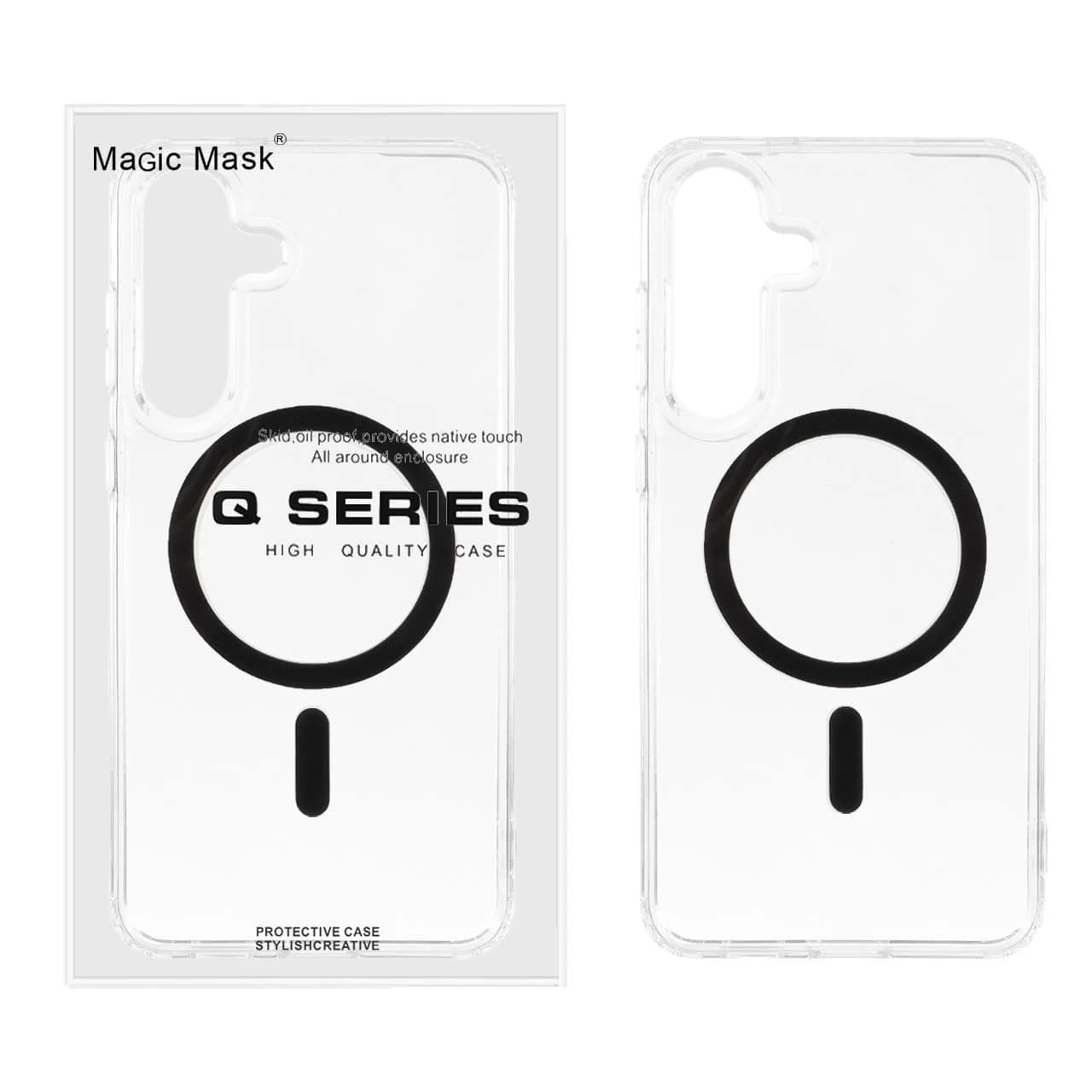 قاب اورجینال Magic Mask پشت سخت شفاف MagSafe دور ژله ای Samsung Galaxy S25 FE