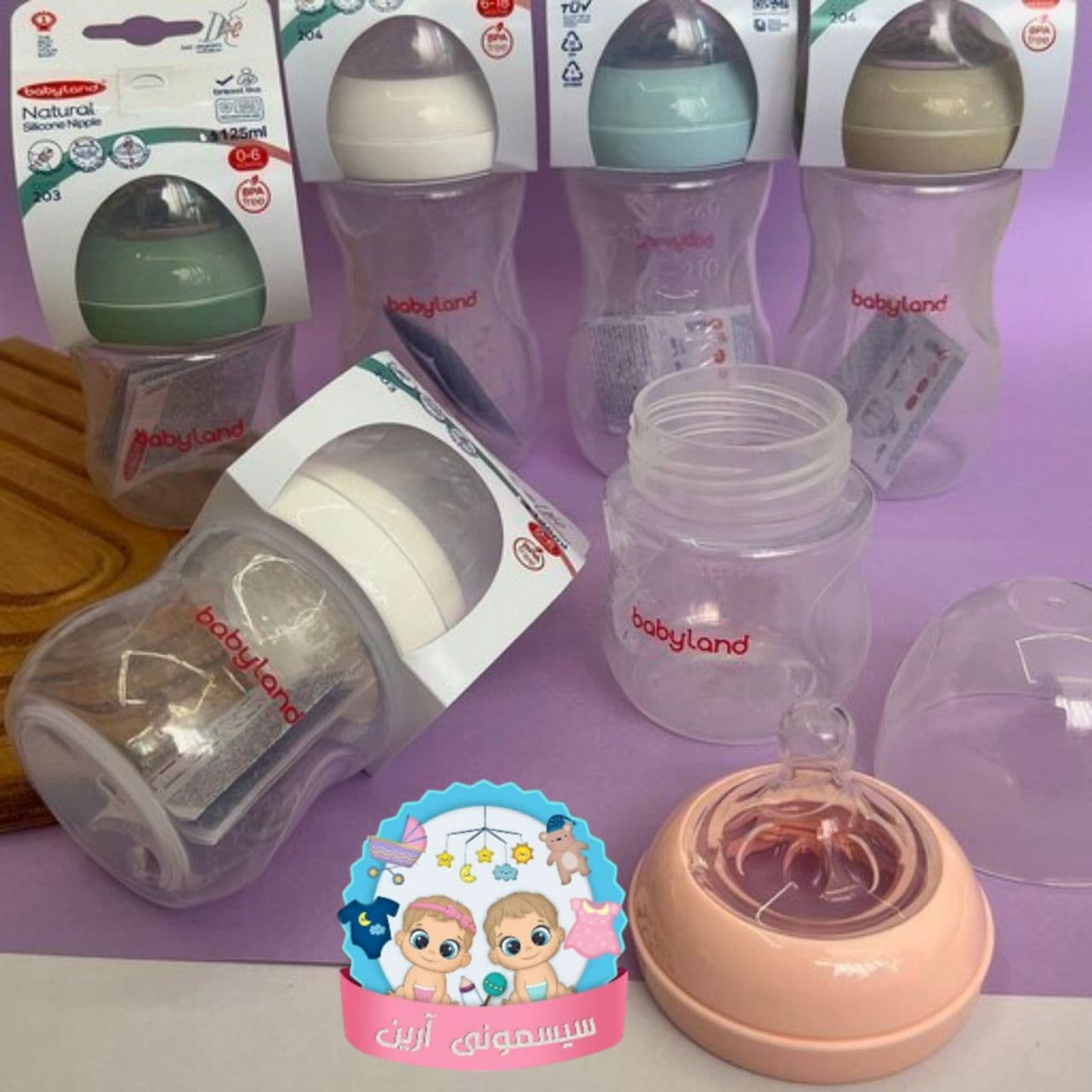 شیشه شیر اونت 125 میل طلقی بیبی لند سرشیشه نیم قطره کد 220 — تصویر ۶