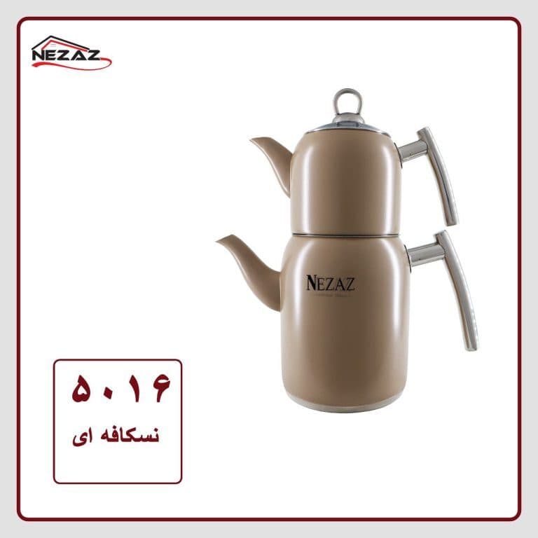 کتری قوری لوله ‌دار نسکافه ای نزاز کد 5016 | ظرفیت ۲ لیتر استیل