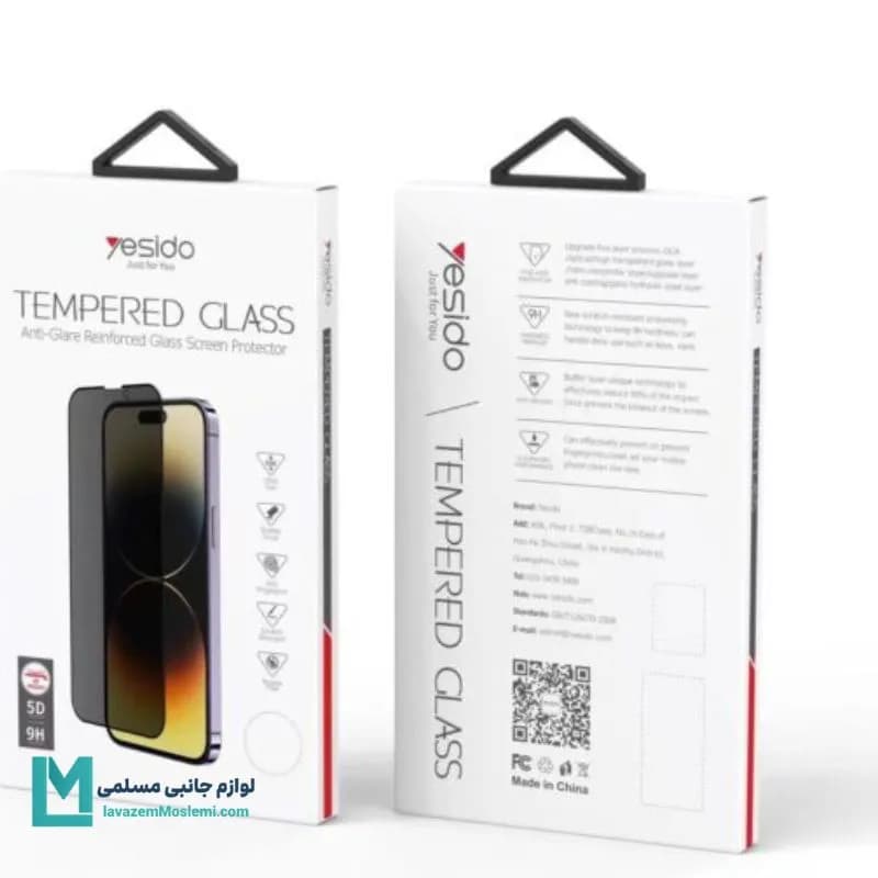 گلس فول کاور شفاف TG13 CLEAR یسیدو آیفون Yesido Glass IPH 5D کد J1090 | لوازم جانبی مسلمی — تصویر ۲