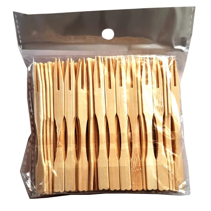 چنگال چوبی اسلایسر یکبار مصرف بسته 100 عددی — تصویر ۳
