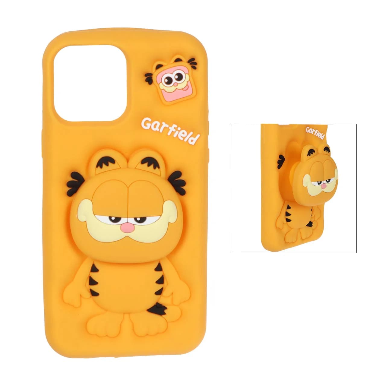 قاب سیلیکونی Garfield استندشو Apple iPhone 13 Pro Max / iPhone 12 Pro Max / iPhone 14 Plus / iPhone 15 Plus – نارنجی