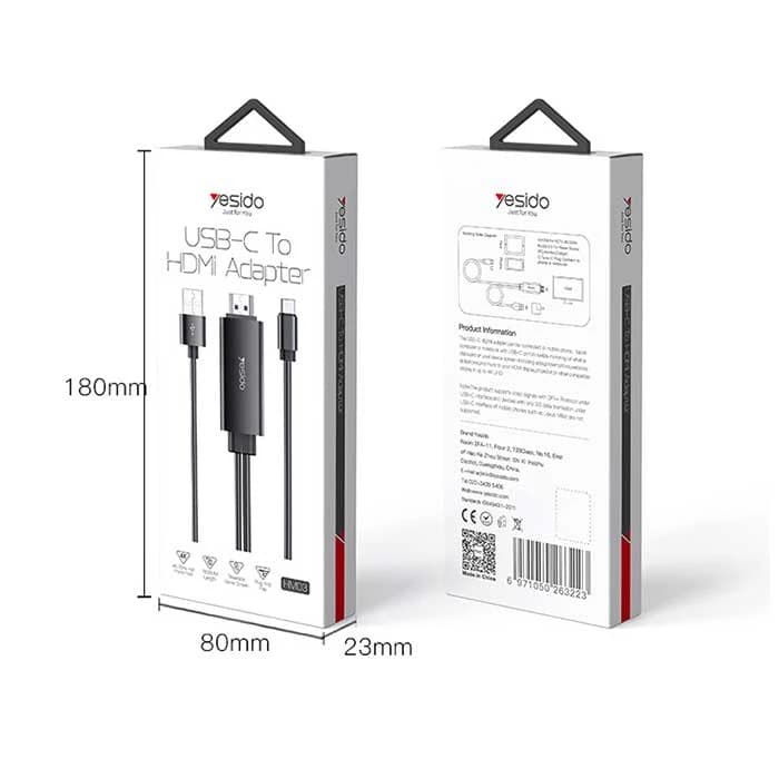 کابل تبدیل USB-C به HDMI / USB یسیدو مدل HM03 طول 1.8 متر — تصویر ۴