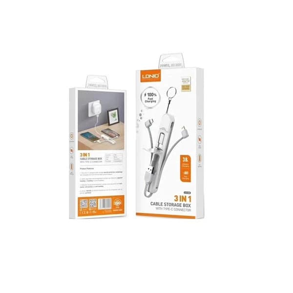کابل تبدیل USB به USB-C/MicroUSB/لایتنینگ الدینیو مدل LC-130 طول 0.2 متر — تصویر ۲