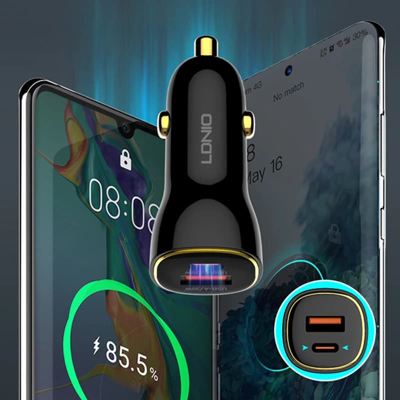 شارژر فندکی 60 وات الدینیو مدل C103 به همراه کابل USB-C — تصویر ۷