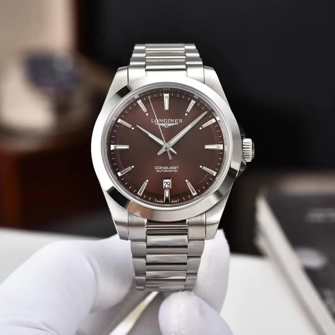 ساعت مچی لونژین کانکوئست | Longines Conquest | نقره‌ای صفحه شکلاتی های کپی