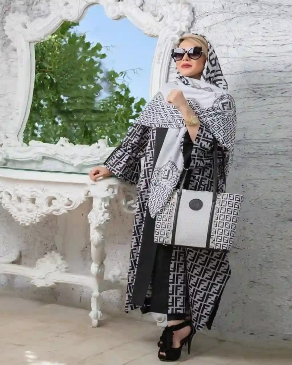 ست روسری و کیف زنانه طرح برند فندی