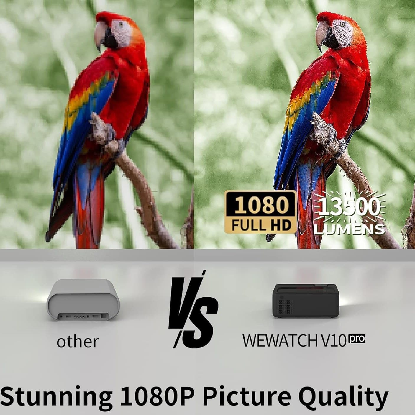 مینی پروژکتور برند WEWATCH مدل V10 pro Native 1080P Full HD — تصویر ۲