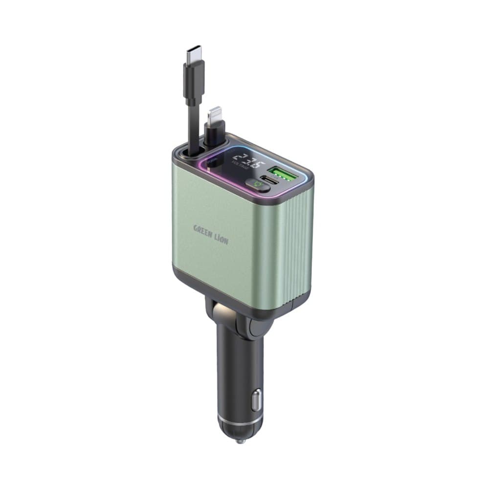 شارژر ماشین جمع شونده 90 واتی گرین Green Retractable 90W Car Charger (فروش عمده و تک) — تصویر ۲