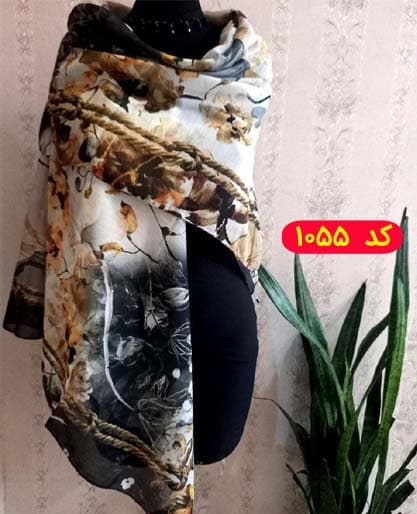روسری نخی دور دوخت قواره بزرگ کد 1055 — تصویر ۲