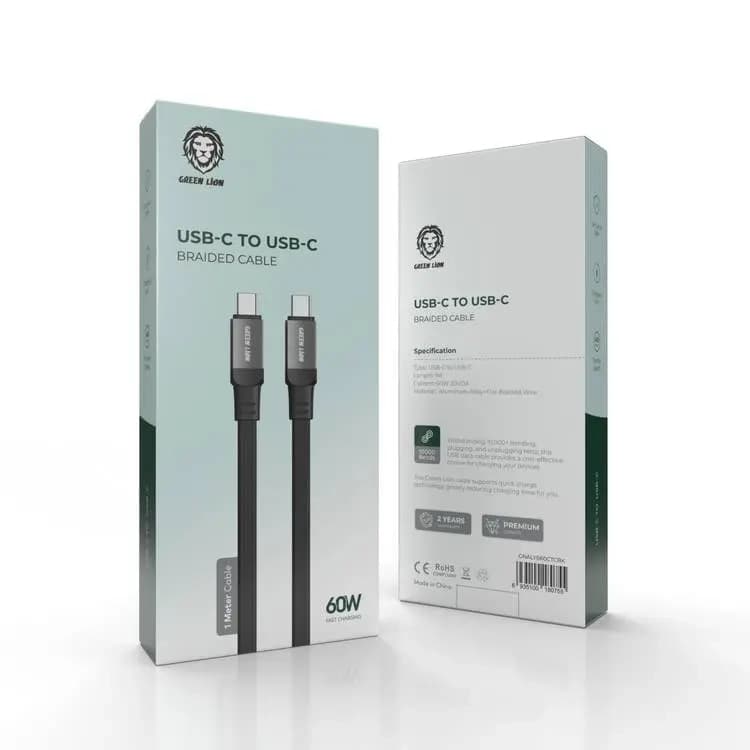 کابل تایپ‌ سی به تایپ‌ سی گرین لاین USB-C to USB-C Braided