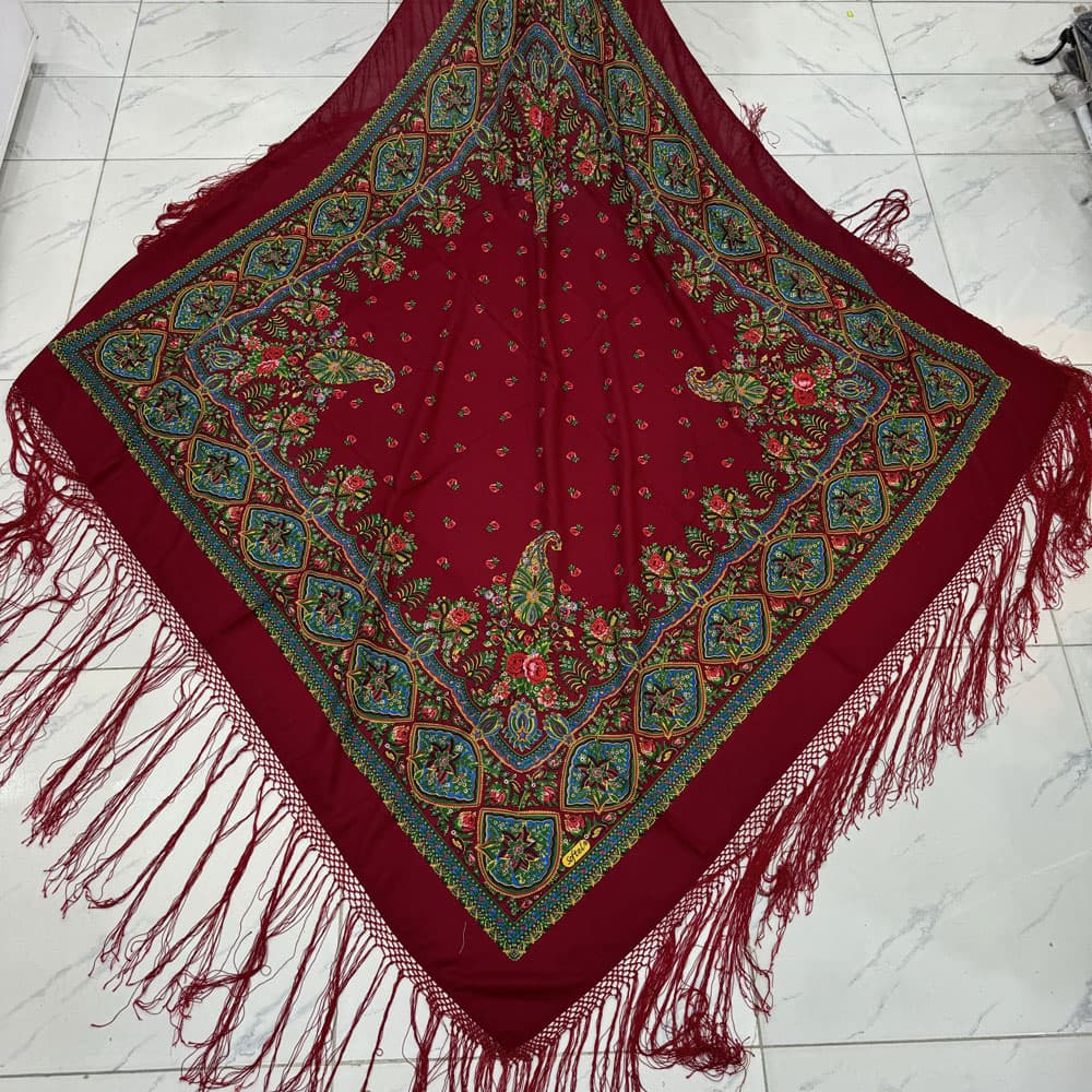 روسری ترکمن نخ ترک مدل ترمه کد 1670