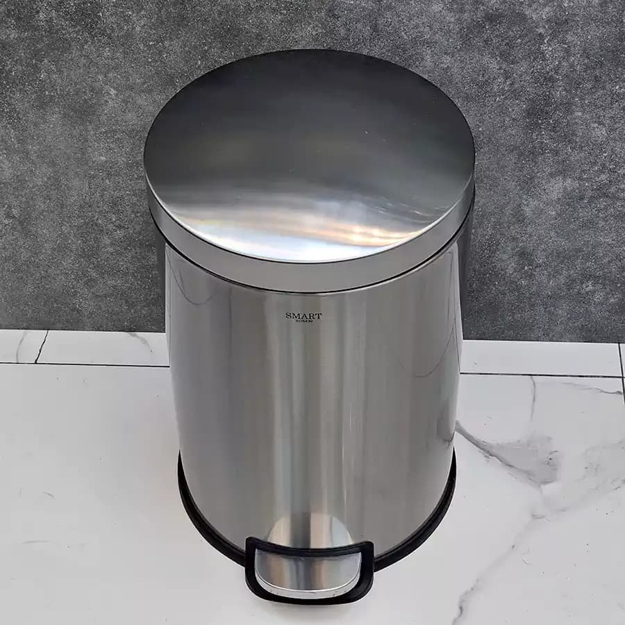 سطل 20لیتر پدالی استوانه گرد برند اسمارت (استیل مات) — تصویر ۵