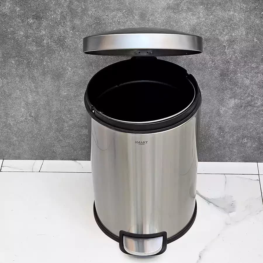 سطل 20لیتر پدالی استوانه گرد برند اسمارت (استیل مات) — تصویر ۴