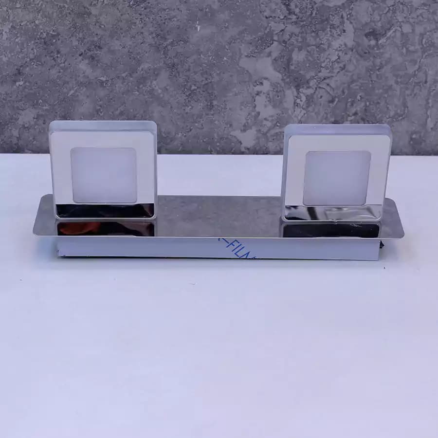 چراغ بالا آینه 2 شعله مربع (استیل براق) — تصویر ۵