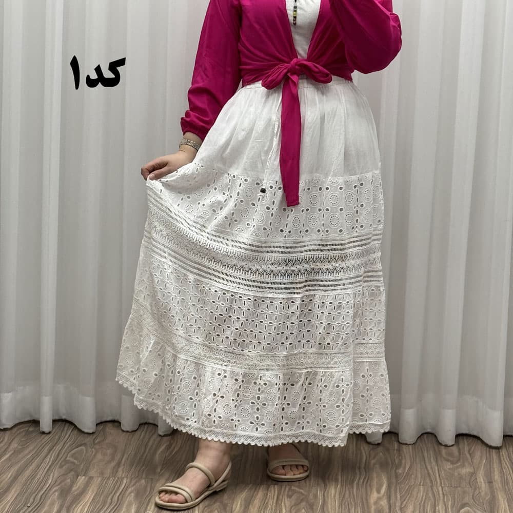 دامن سلن سفید طرح‌بندی 1628
