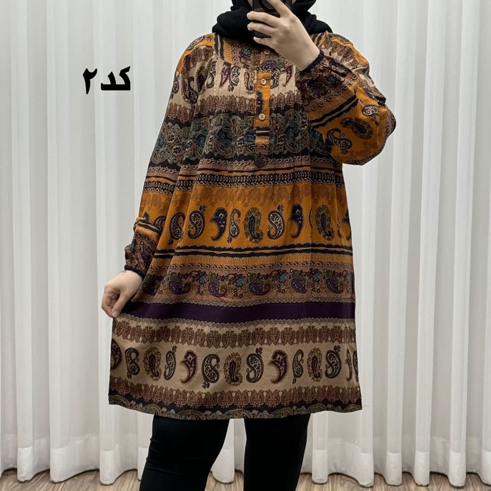 تونیک سایزبزرگ وارداتی مدل ترمه افقی کد 1617 — تصویر ۴