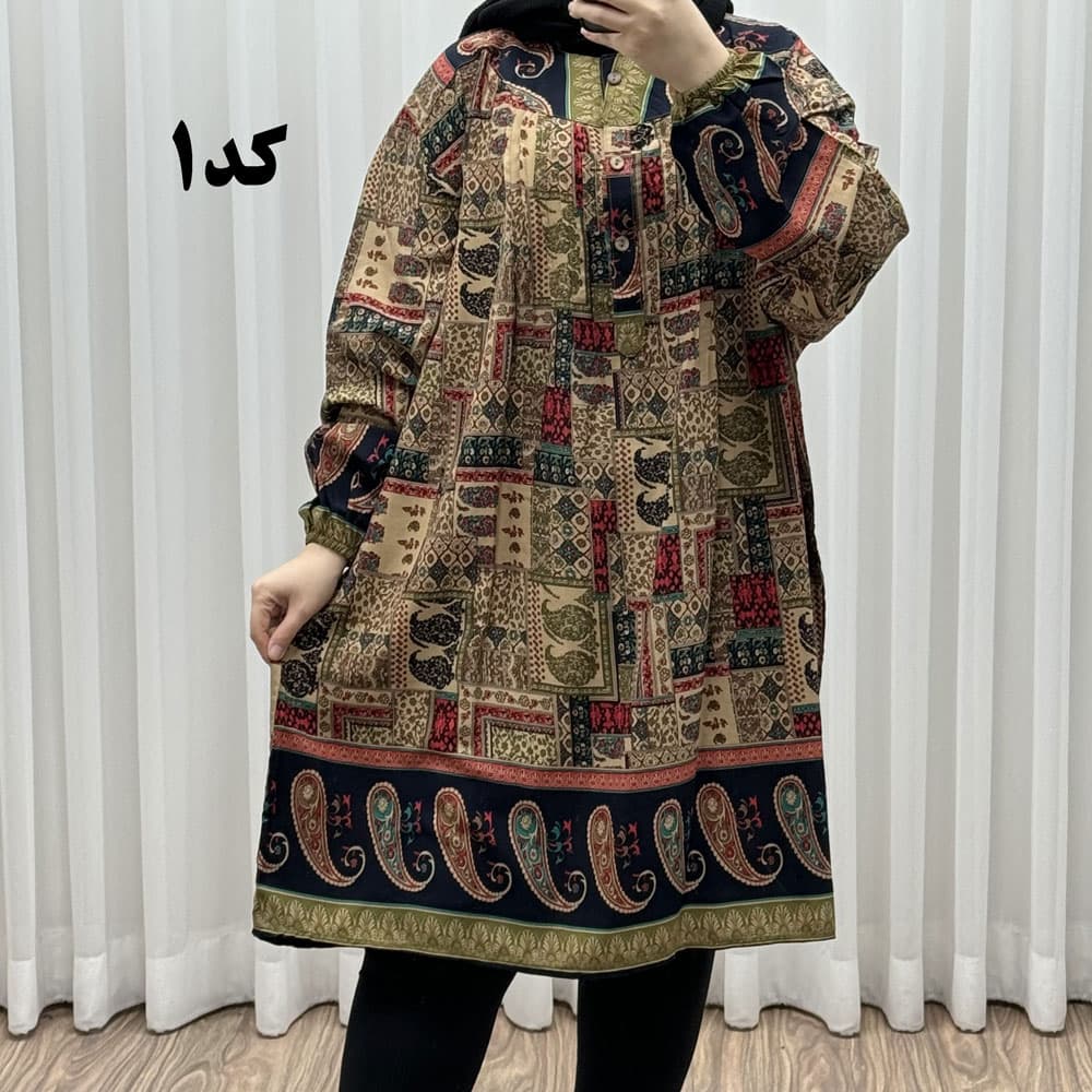 تونیک سایز بزرگ وارداتی مدل حاشیه ترمه کد 1613