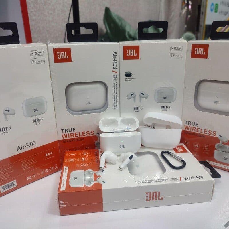 هندزفری ایرپاد پرو جی بی ال jbl AIR-R03 با کاور و گیره — تصویر ۴