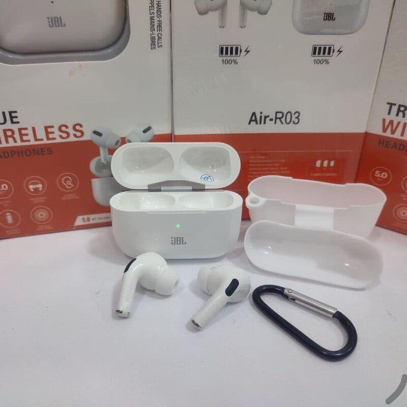 هندزفری ایرپاد پرو جی بی ال jbl AIR-R03 با کاور و گیره — تصویر ۲