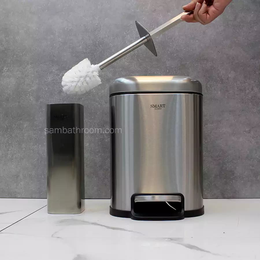 سطل و برس 6 لیتر پدالی استیل مات برند اسمارت