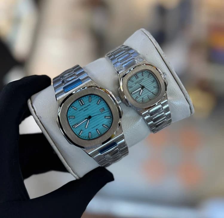 ساعت مچی پتک فیلیپ ناتیلوس | Patek Philippe Nautilus | نقره ای صفحه آبی تیفانی کوارتز