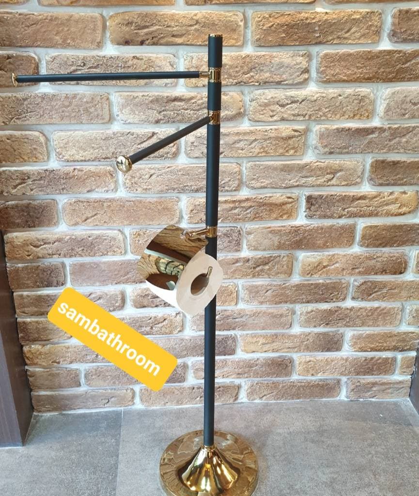 استند جای حوله و دستمال طلایی مشکی — تصویر ۵
