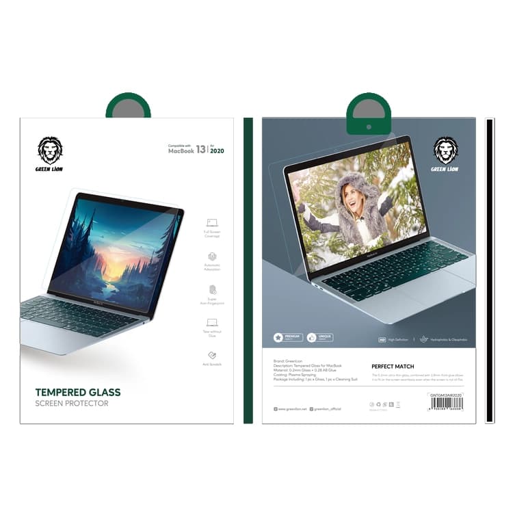 محافظ صفحه نمایش مک بوک گرین لاین مدل Tempered Glass