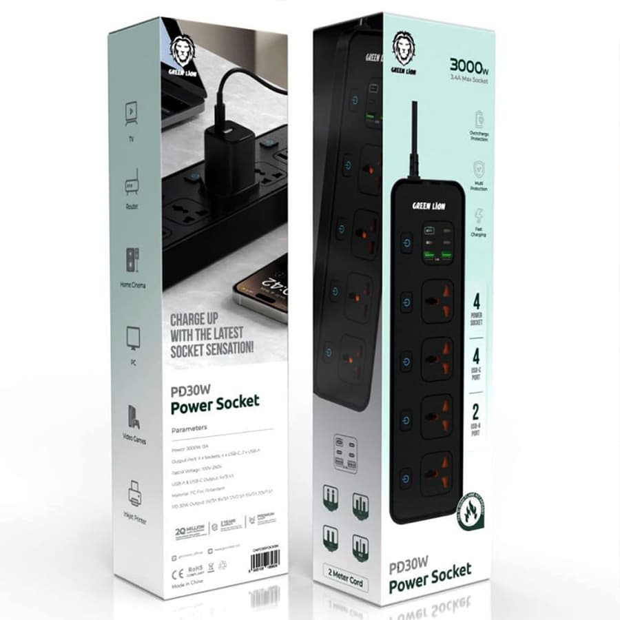 چند راهی برق گرین لاین مدل PD30W Power Socket 3000w — تصویر ۱۰
