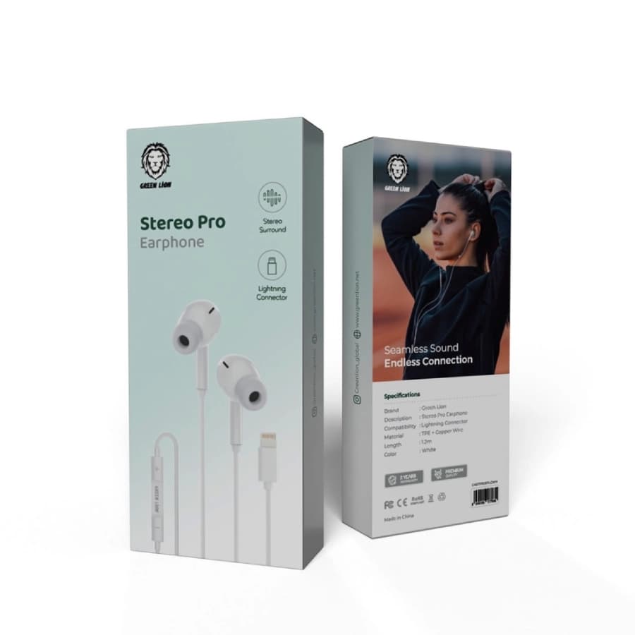 هندزفری گرین لاین مدل Stereo pro earphone لایتنینگ