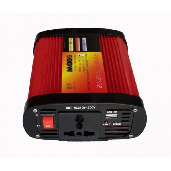 اینورتر یا مبدل برق 500 وات قرمز HF-500E باطری به برق شهری ولیون — تصویر ۳