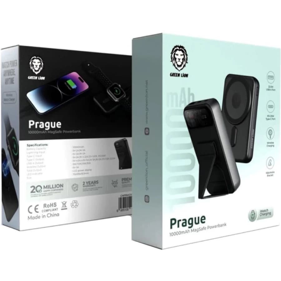 پاوربانک ۱۰۰۰۰ میلی آمپر پراگ گرین لاین Prague 10000mAh Powerbank