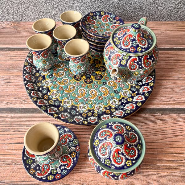 ست 17 پارچه چای خوری میناکاری — تصویر ۲