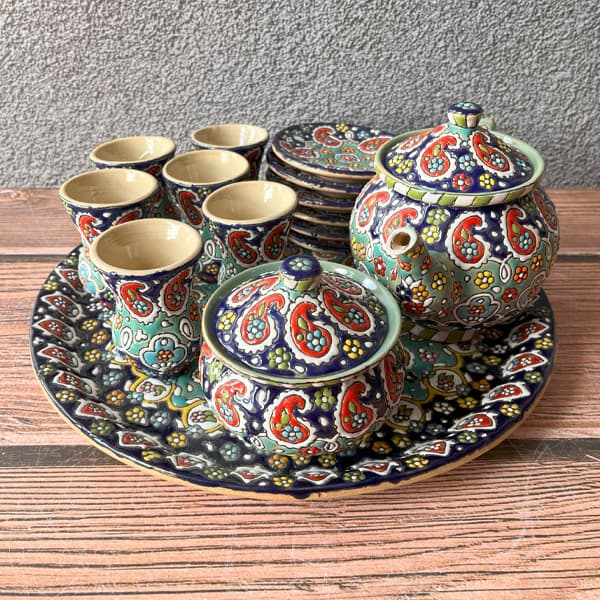 ست 17 پارچه چای خوری میناکاری