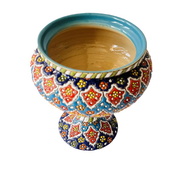 شکلات خوری تک پایه میناکاری روی سفال کد 409 — تصویر ۲