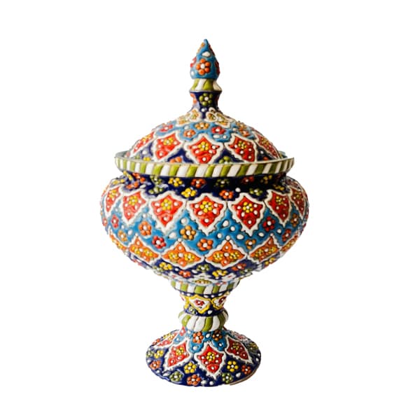 شکلات خوری تک پایه میناکاری روی سفال کد 409