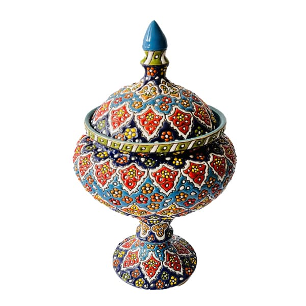شکلات خوری تک پایه میناکاری روی سفال کد 408