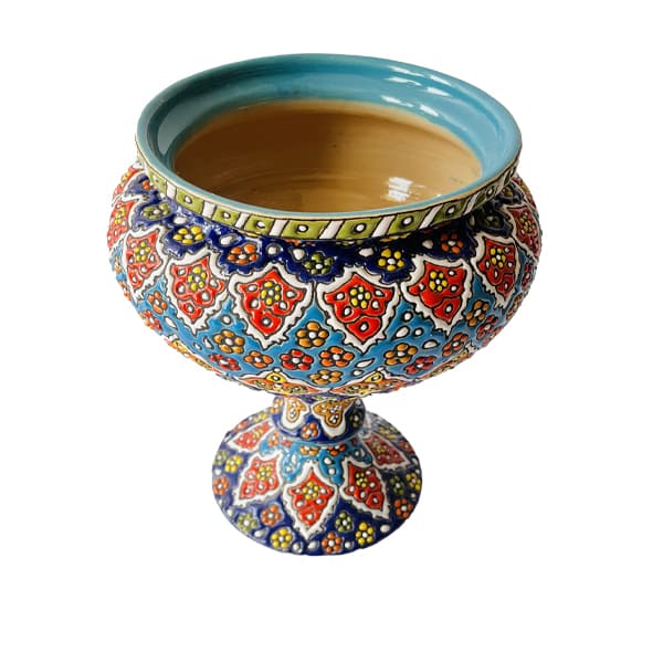 شکلات خوری تک پایه میناکاری روی سفال کد 408 — تصویر ۲