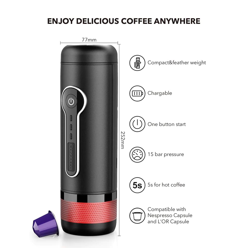 اسپرسو ساز شارژی پرتابل کپسولی کانکو اکو | CONQUECO Portable Espresso Machine — تصویر ۳