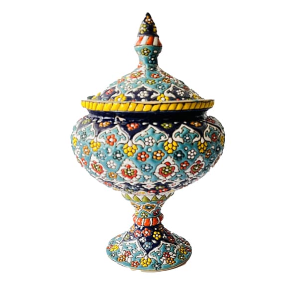 شکلات خوری تک پایه میناکاری روی سفال کد 405