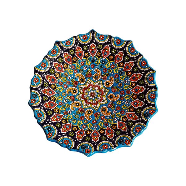 شیرینی خوری تک پایه میناکاری روی سفال — تصویر ۳