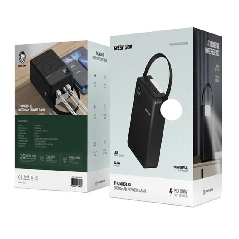 پاور بانک گرین لاین توندر ظرفیت 80 هزار میلی آمپر ساعت Thunder Power bank — تصویر ۴