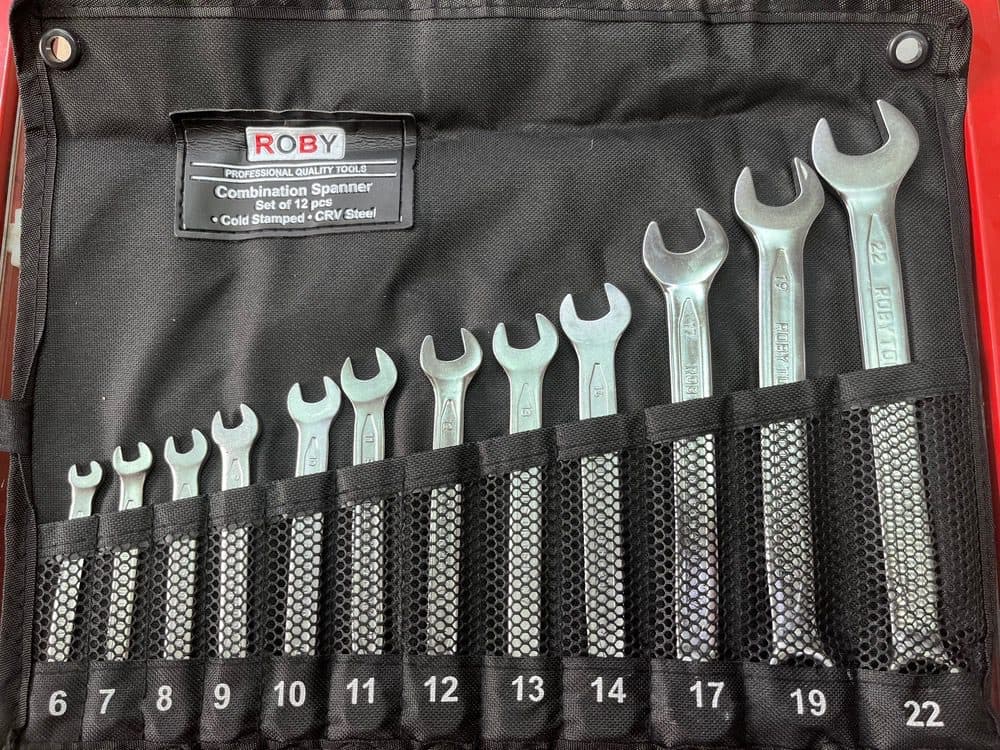 آچار کیفی یکسررینگ یکسرتخت 12 عددی مات ( سایز 6 تا 22 ) ROBY