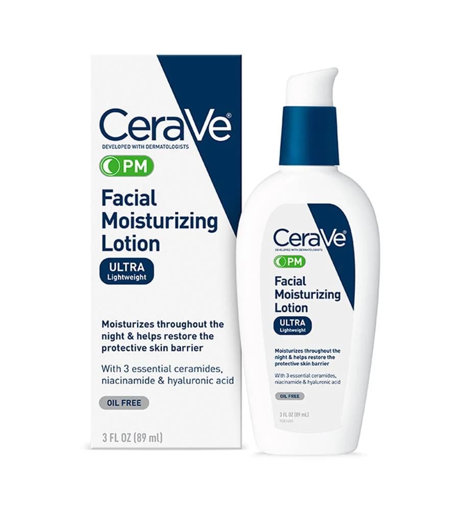 لوسیون مرطوب کننده شب فوق سبک صورت سراوی CeraVe حجم 89 میل مناسب انواع پوست